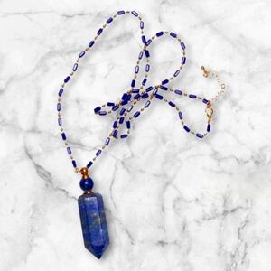 NEW Aviva Stanoff Lapis Lazuli Bottle Pendant 32" 18K Gold-Plated Necklace